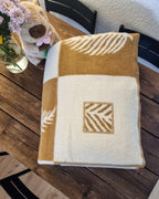 Fanø Merino wool blanket – ochre and cream, 200 × 220 cm