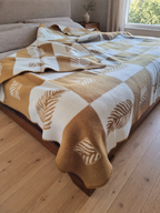 Fanø Merino wool blanket – ochre and cream, 200 × 220 cm