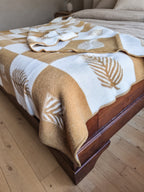 Fanø Merino wool blanket – ochre and cream, 200 × 220 cm