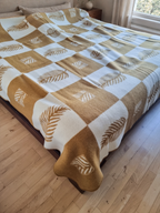 Fanø Merino wool blanket – ochre and cream, 200 × 220 cm
