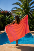 Mykonos Hammam Håndklæde – Orange & Fuchsia
