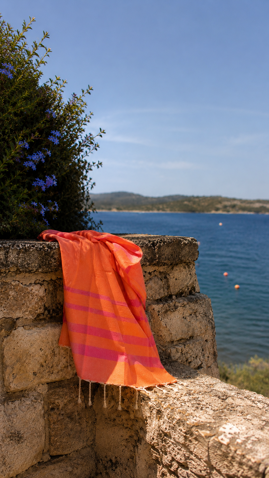 Mykonos Hammam Håndklæde – Orange & Fuchsia