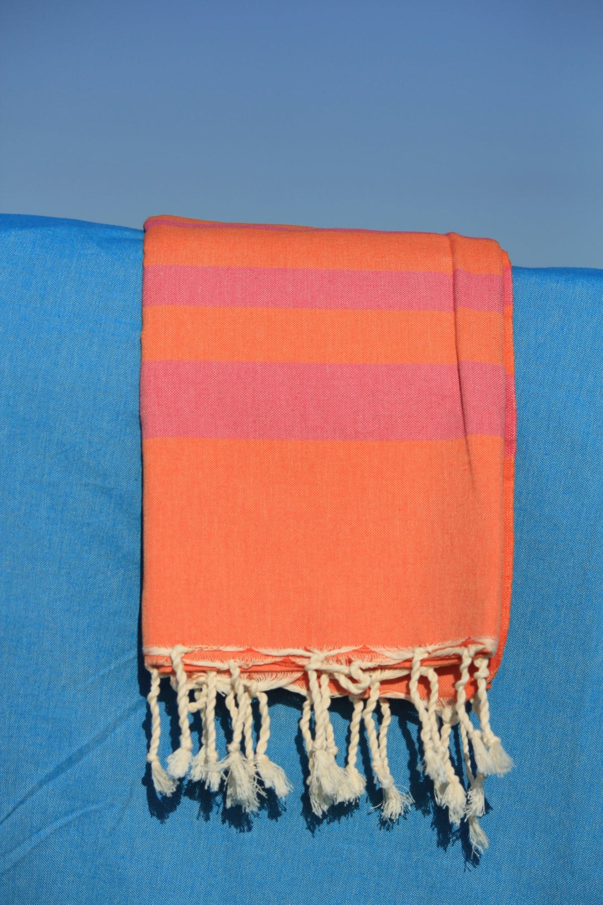 Mykonos Hammam Håndklæde – Orange & Fuchsia