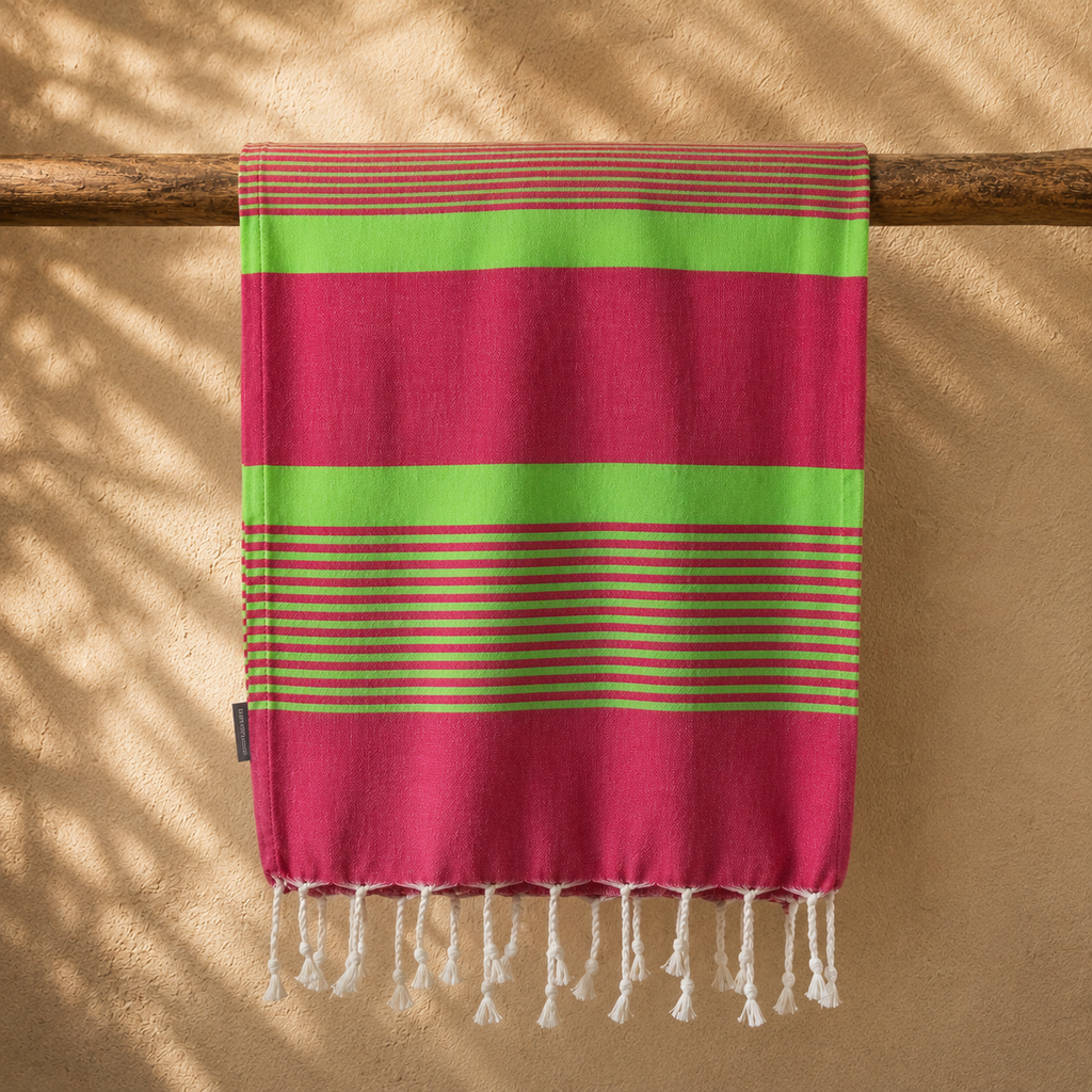 Miami Beach Towel – Fuchsia & Anise Green