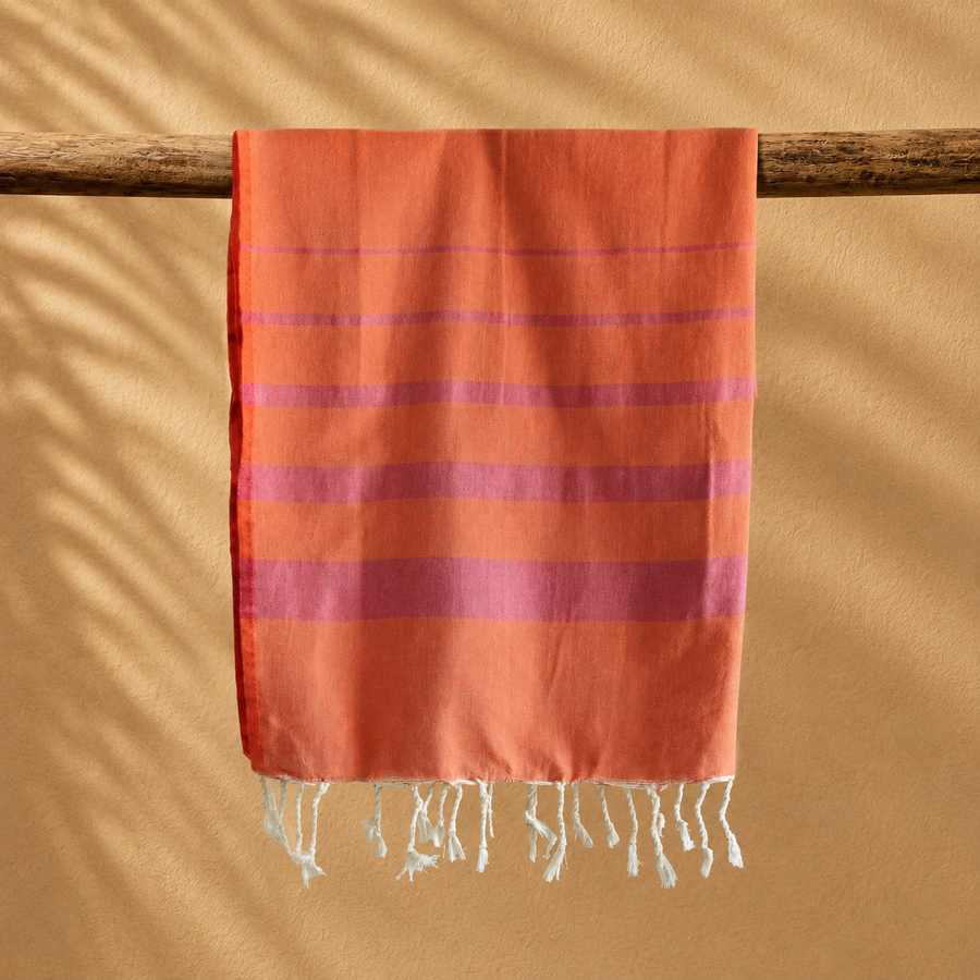 Mykonos Hammam Håndklæde – Orange & Fuchsia
