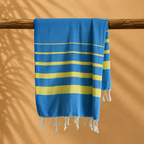 Mykonos Beach Towel – Turquoise & Lemon Blue