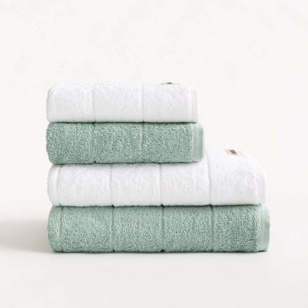 TERRY Håndklædesæt med 4 dele – Hvid & Aquamarine, 100% Bomuld, 600 GSM